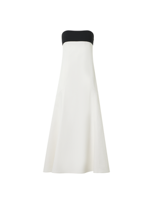 Designer Trägerloses Midikleid aus Denim - Ecru