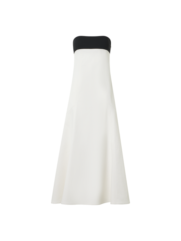 Designer Trägerloses Midikleid aus Denim - Ecru