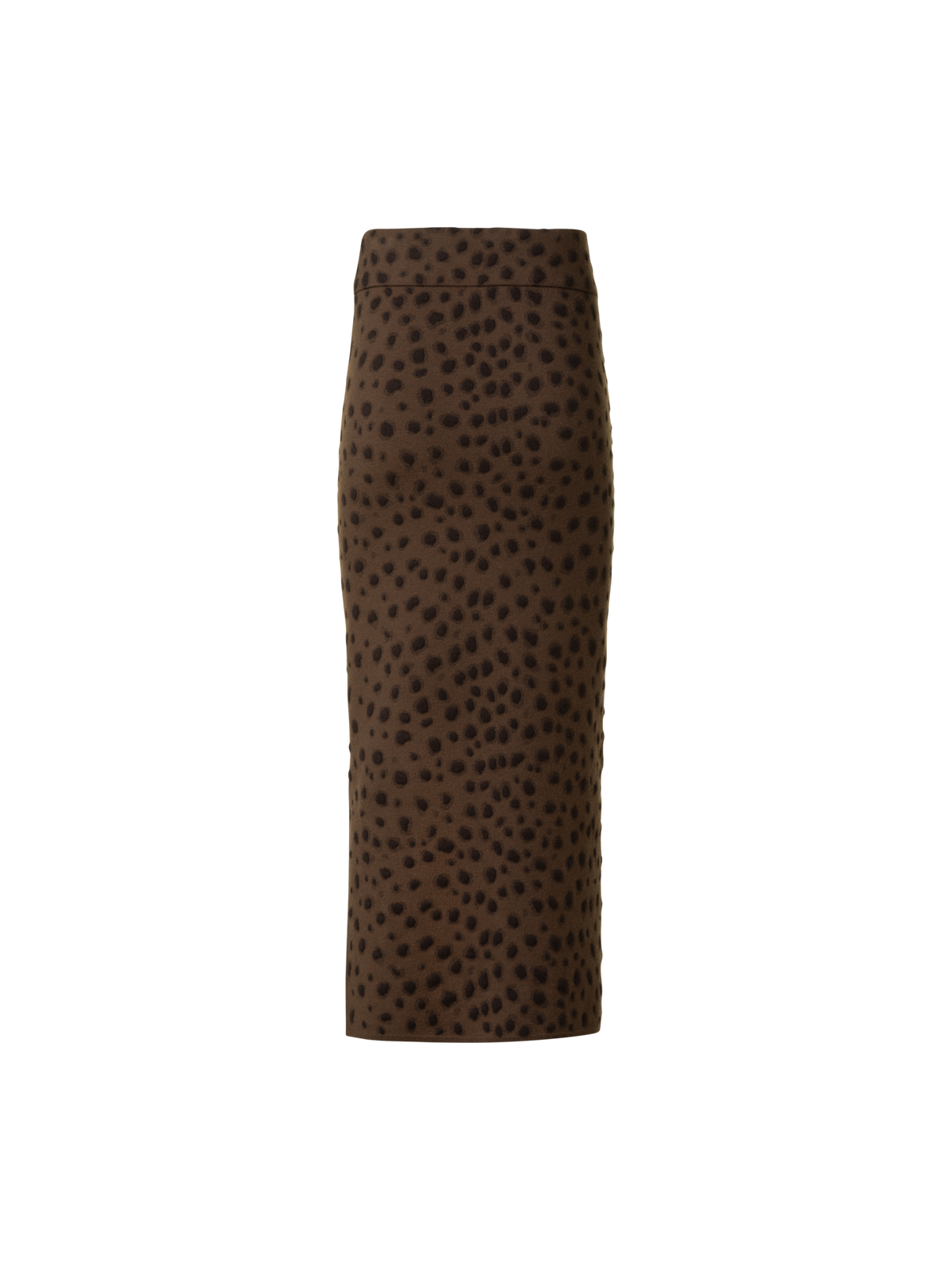Designer Merino Wolle Schlauchjupe im Leopard Jacquard - Braun