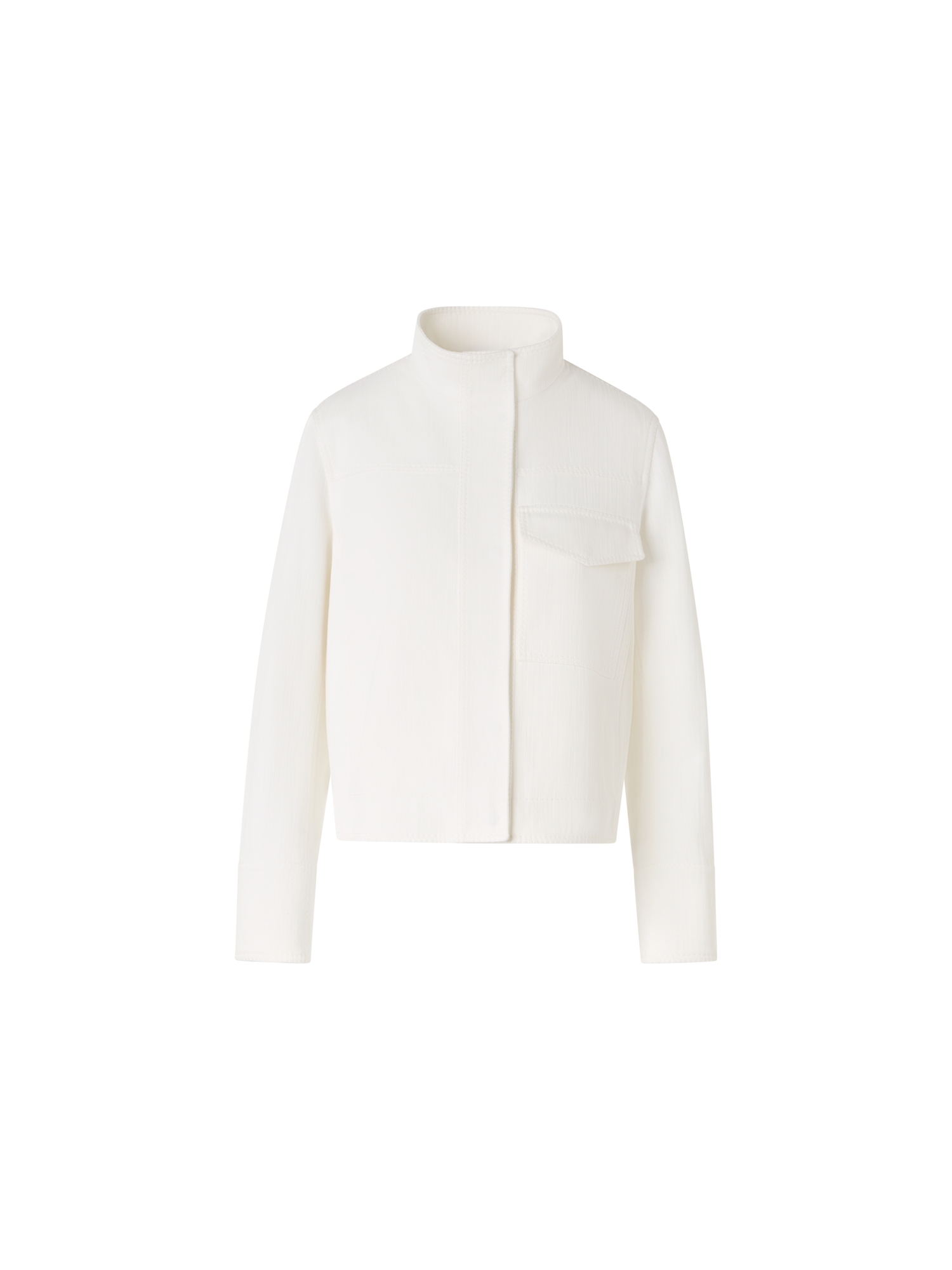 Designer Langärmelige Denim-Jacke aus Baumwoll-Stretch-Denim - Weiss
