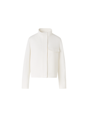 Designer Langärmelige Denim-Jacke aus Baumwoll-Stretch-Denim - Weiss