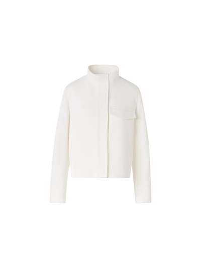 Designer Langärmelige Denim-Jacke aus Baumwoll-Stretch-Denim - Weiss