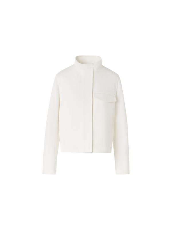 Designer Langärmelige Denim-Jacke aus Baumwoll-Stretch-Denim - Weiss