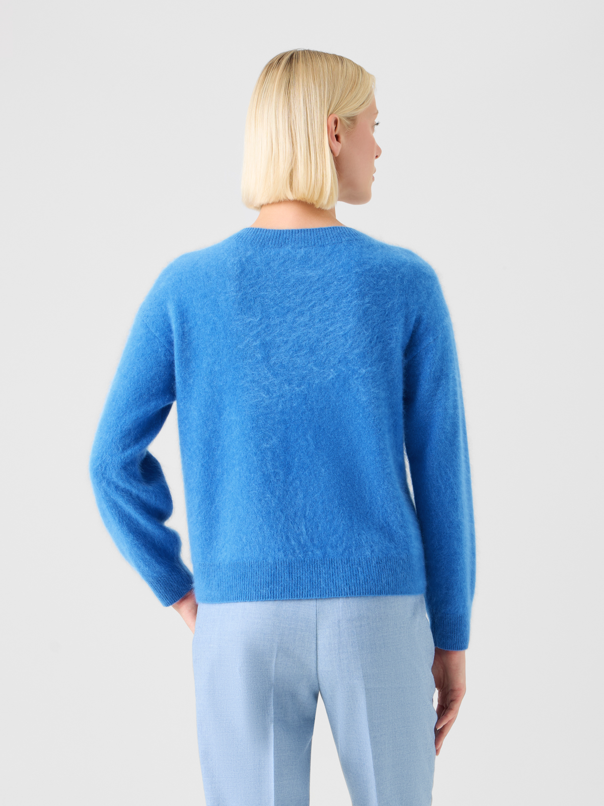 Designer Wolken-Kaschmir-Strickpullover - Blau #editorial