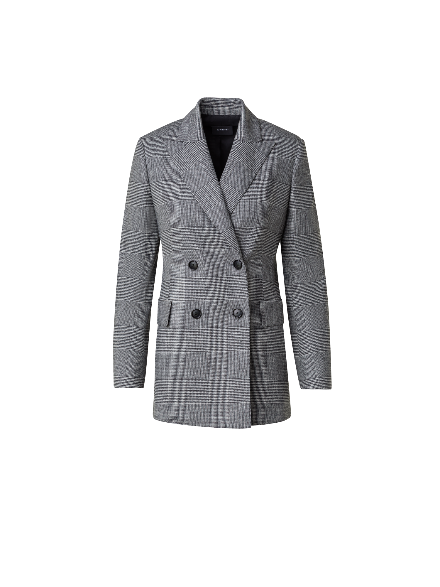 Designer Karierter Blazer aus Wolle und Kaschmir - Schwarz