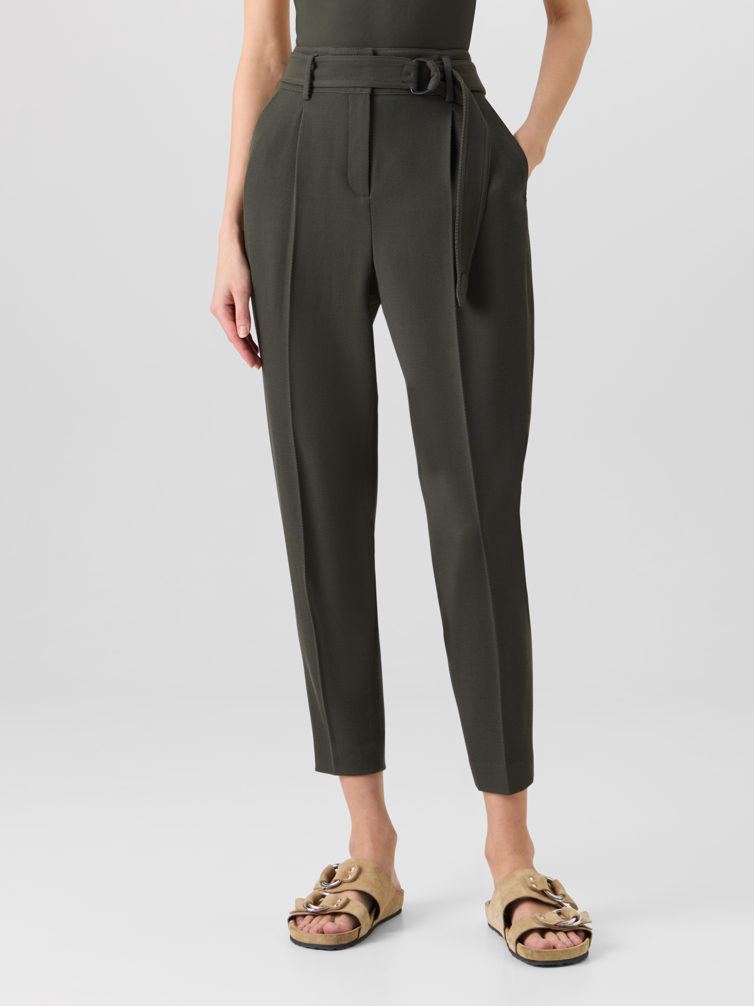 Designer Fred Tapered Hose aus Woll-Tricotine - Grün 