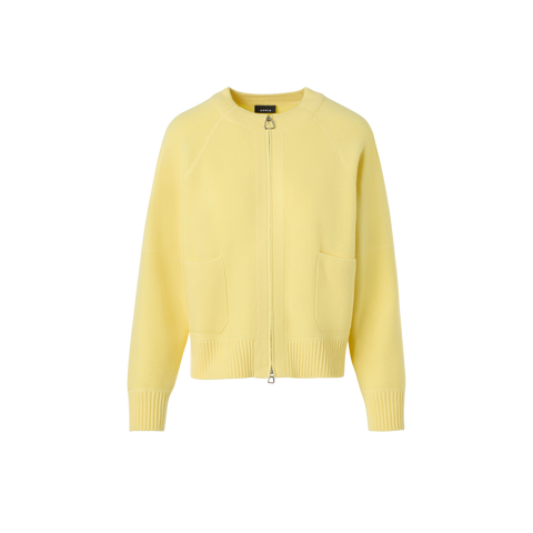 Kaschmir-Piqué-Cardigan mit Reissverschluss