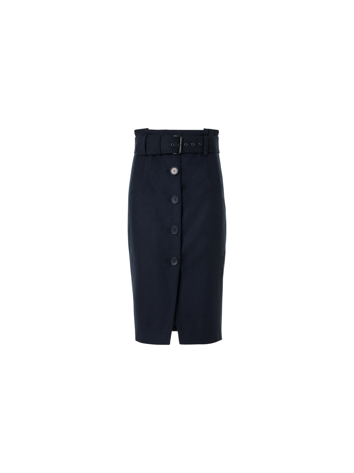Designer Bleistiftrock aus Wollflanell mit hohem Bund - Dunkelblau