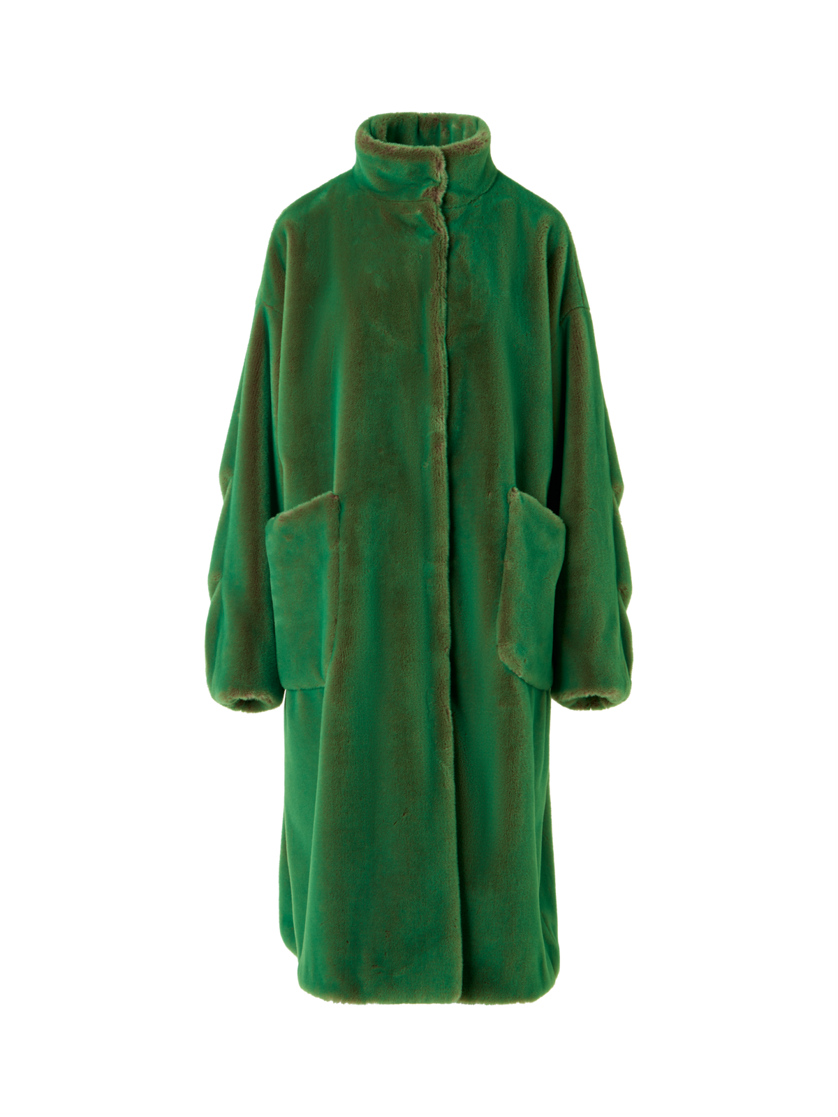 Designer Oversize-Mantel aus Changeant-Webpelz - Grün