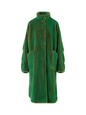 Designer Oversize-Mantel aus Changeant-Webpelz - Grün