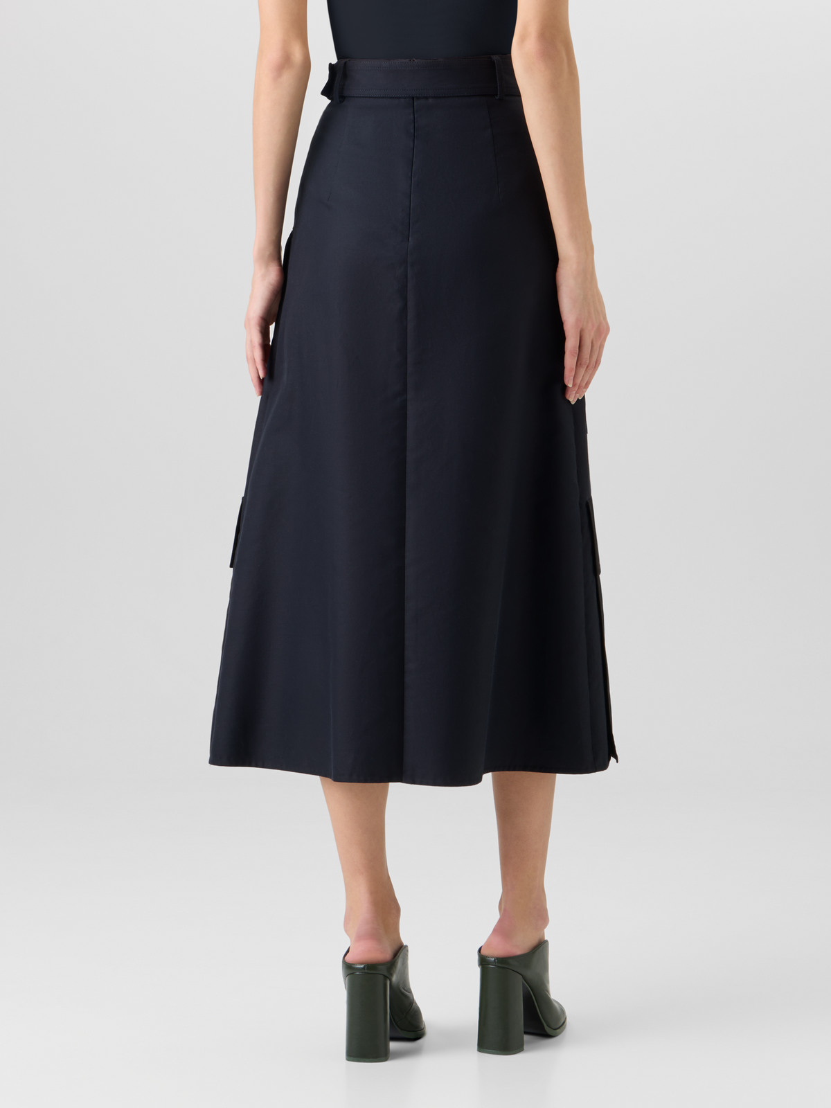 Designer Midirock aus Baumwoll-DoublefaceSkirt in Cotton Double-Face with Side Gathering - Schwarz #editorial