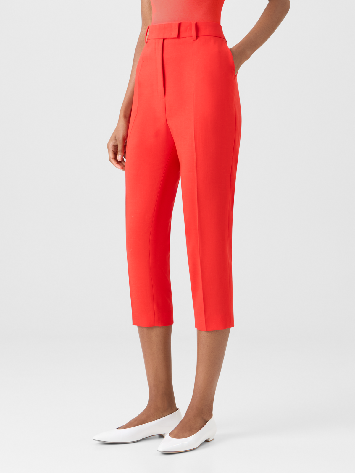 Designer Flavi schmale Caprihose aus Woll-Doubleface - Rot #editorial