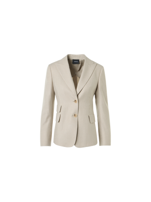 Designer Kaschmir-Pepita-Jacke mit zwei Knöpfen - Ecru
