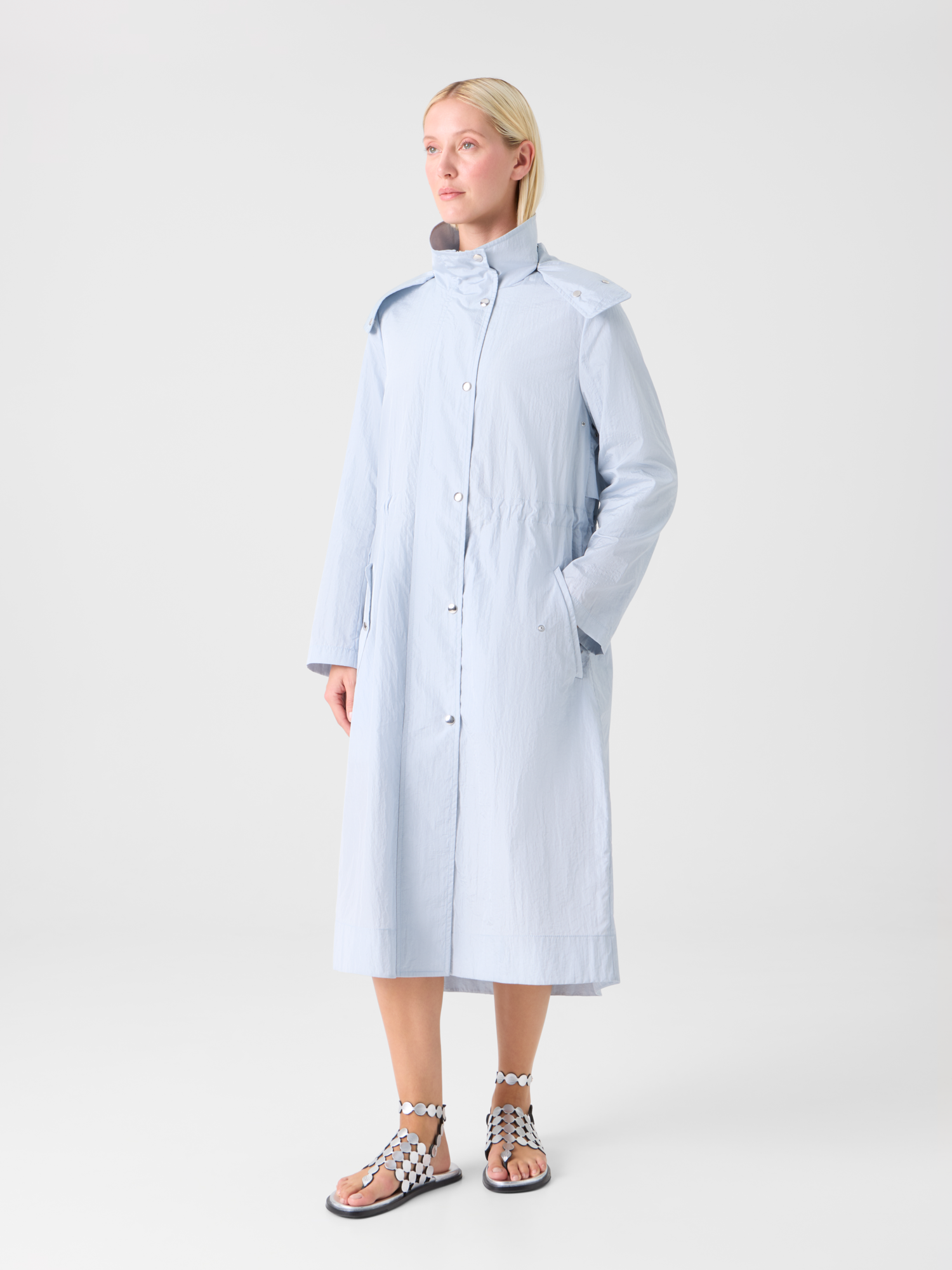 Designer Wasserabweisender leichter Midi-Parka - Blau