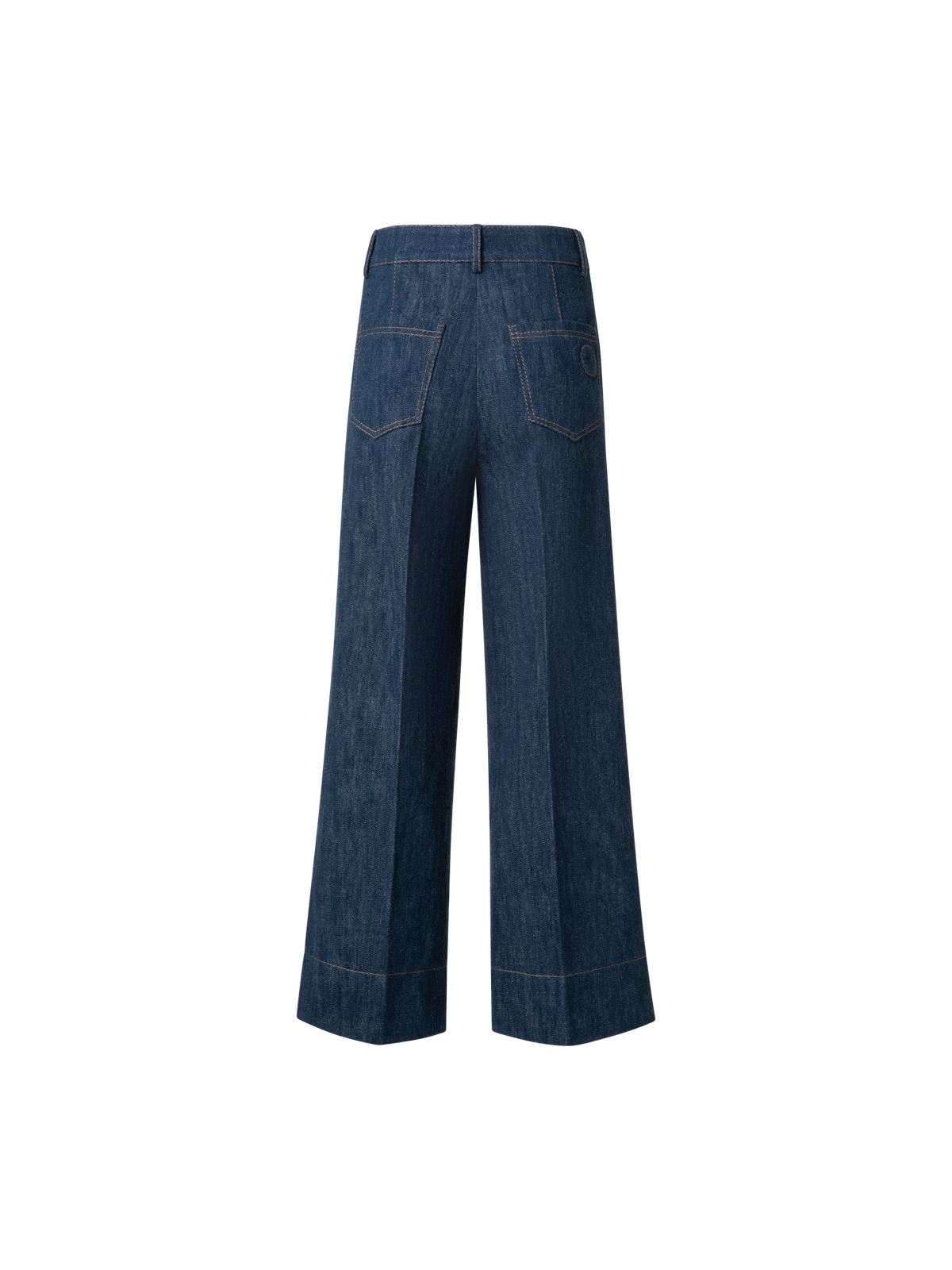 Designer Cropped Weite Hose aus Cool Baumwoll-Denim - Dunkelblau - Blau