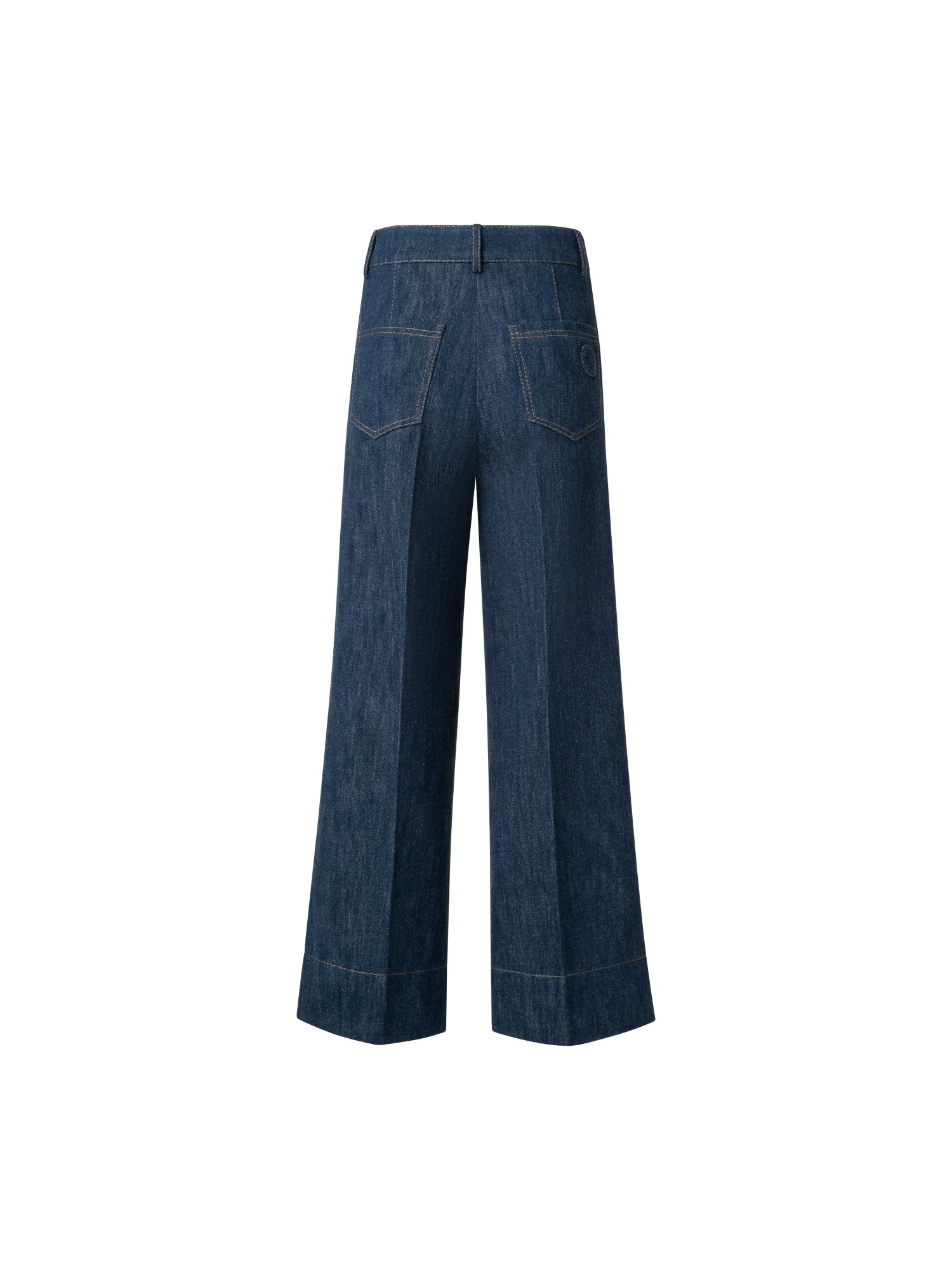 Designer Cropped Weite Hose aus Cool Baumwoll-Denim - Dunkelblau - Blau