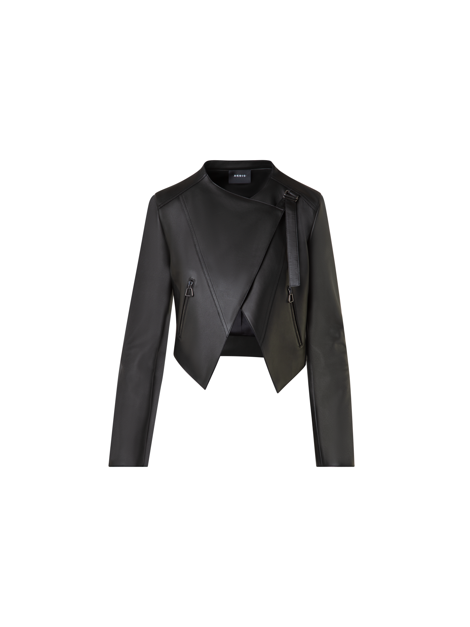 Designer Asymmetrische Leder-Bikerjacke - Schwarz