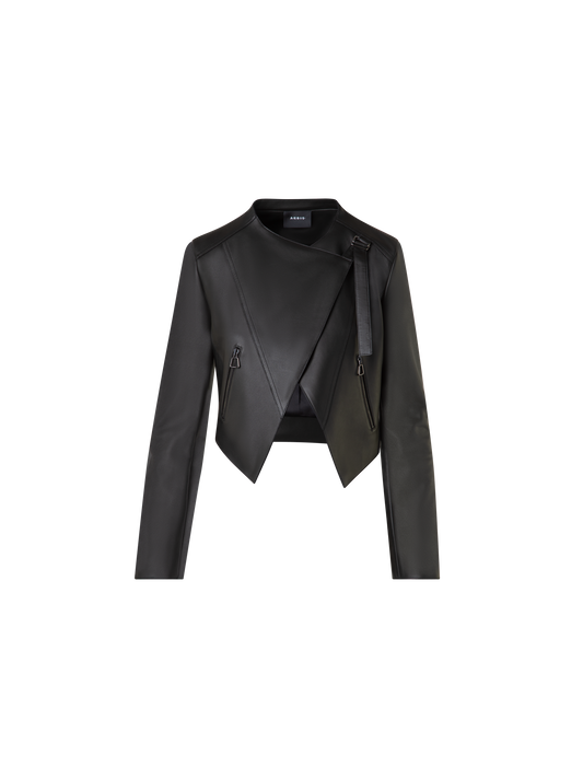 Designer Asymmetrische Leder-Bikerjacke - Schwarz