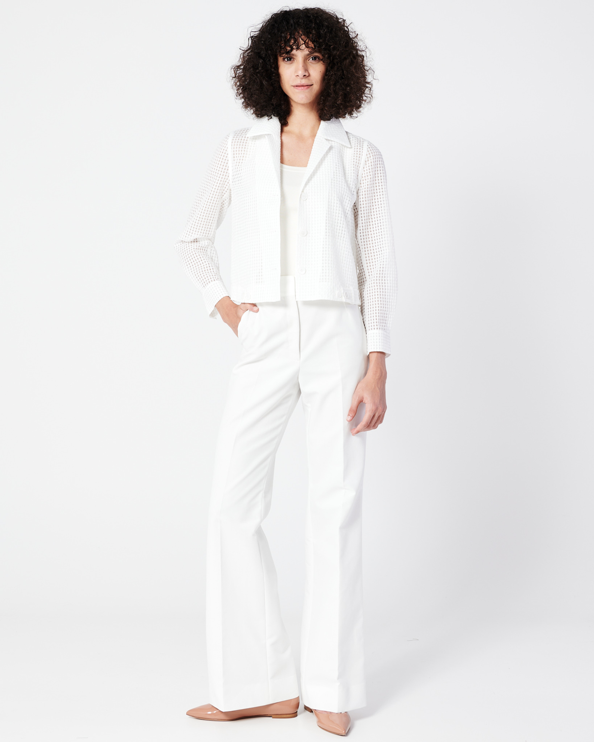 Designer Ärmellose Seidenbluse - Ecru - Weiss #editorial