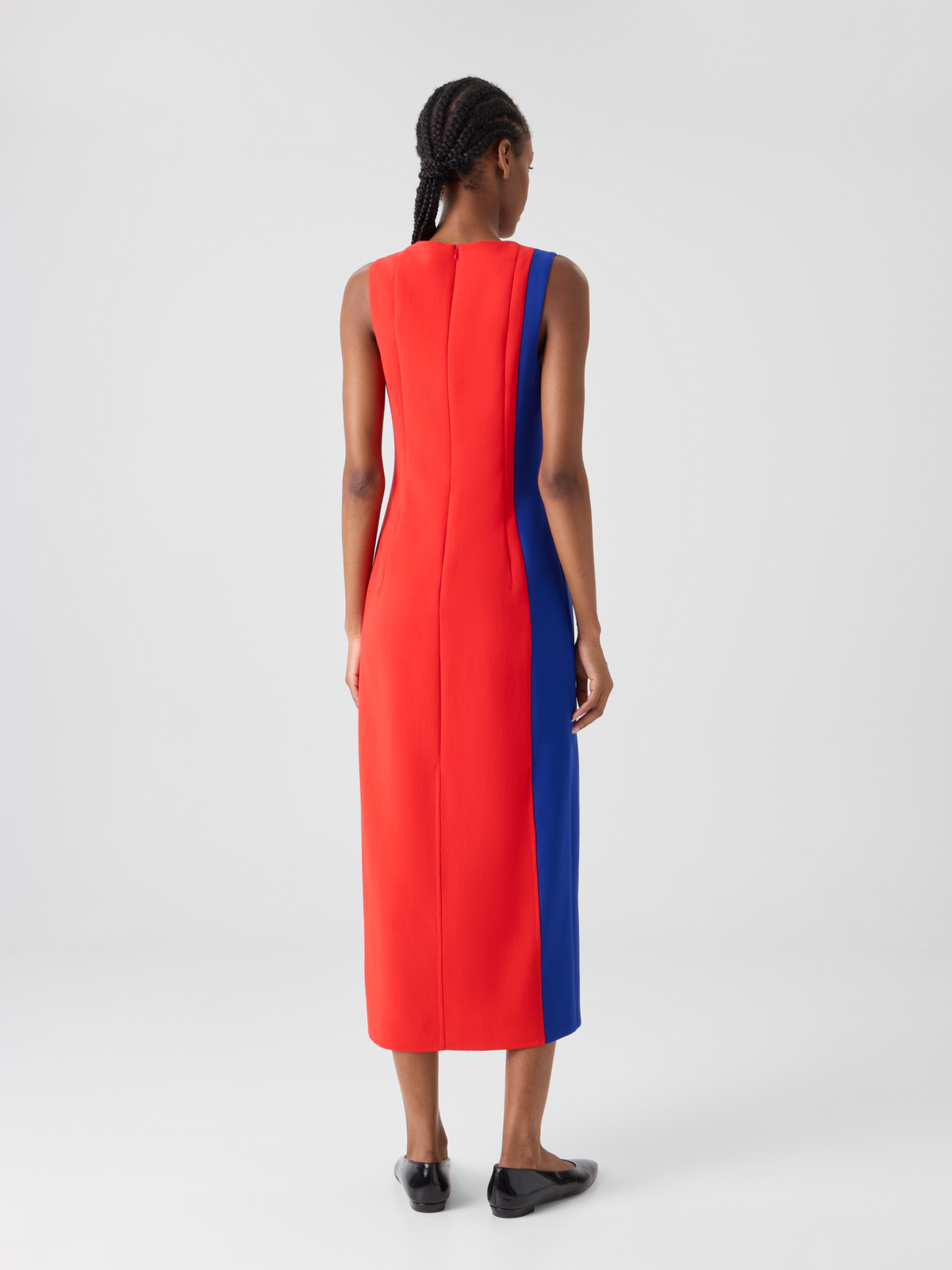 Designer Midi-Etuikleid mit Polygon-Patchwork - Bunt