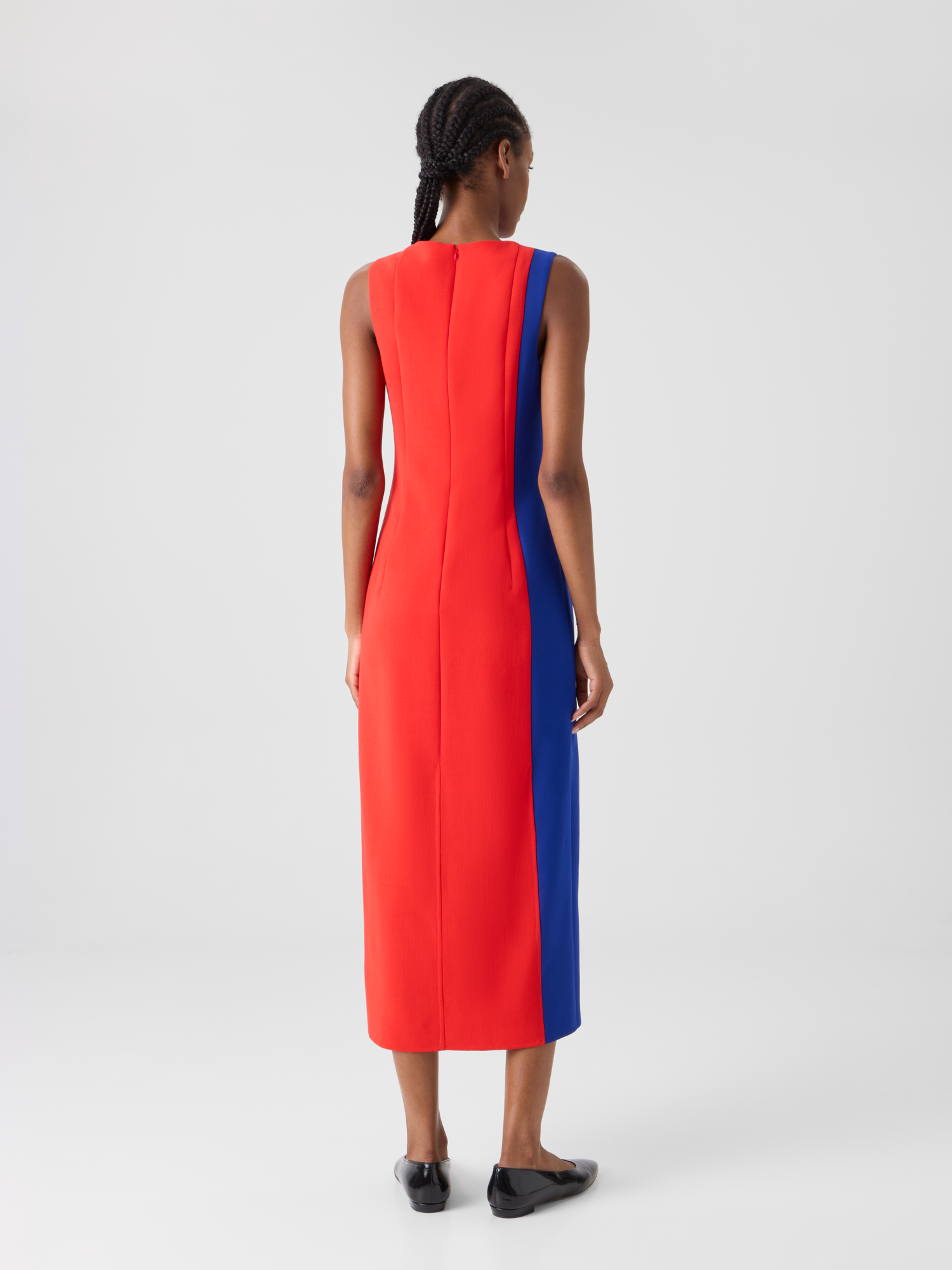 Designer Midi-Etuikleid mit Polygon-Patchwork - Bunt