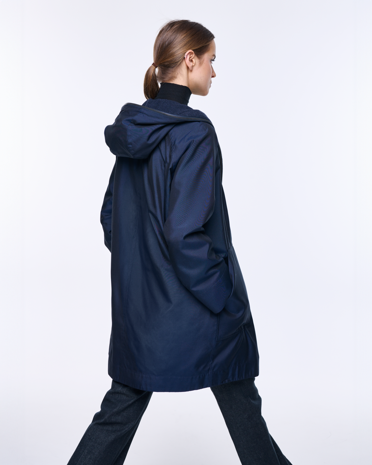 Designer Wendbarer Parka aus Kaschmir und Seide - Dunkelblau - Blau #editorial