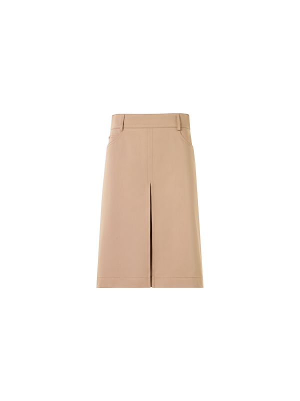 Designer A-Linien-Rock aus Baumwollgabardine - Beige