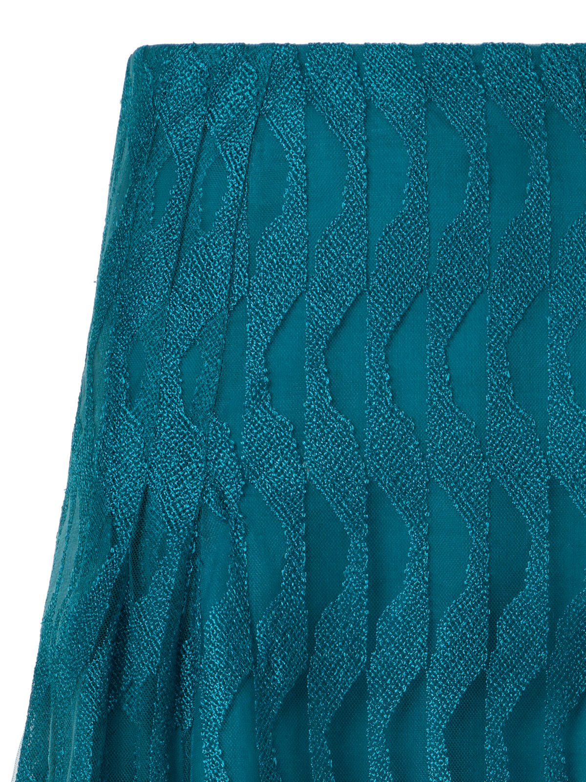 Designer Midi-Rock mit High Plains Stickerei auf Tüll - Blau