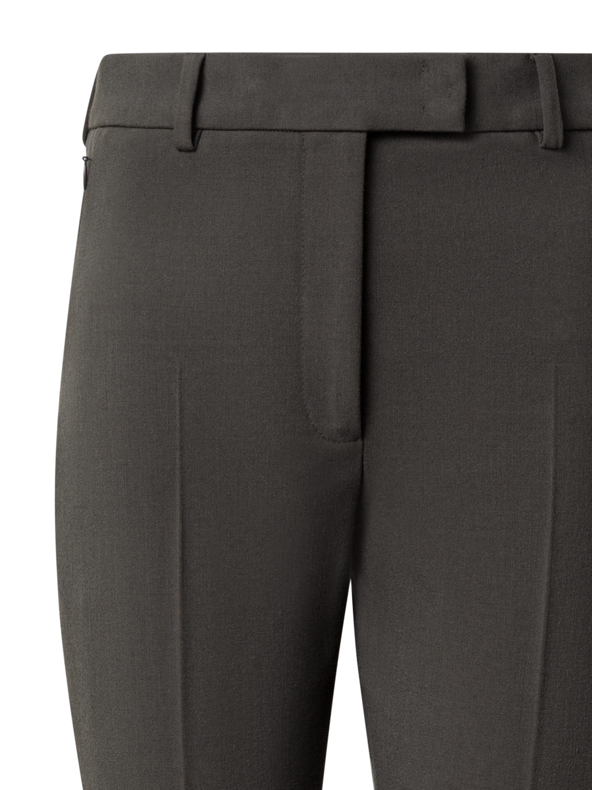 Designer Cropped Gerade Hose aus Lyocell-Woll-Stretch - Grün