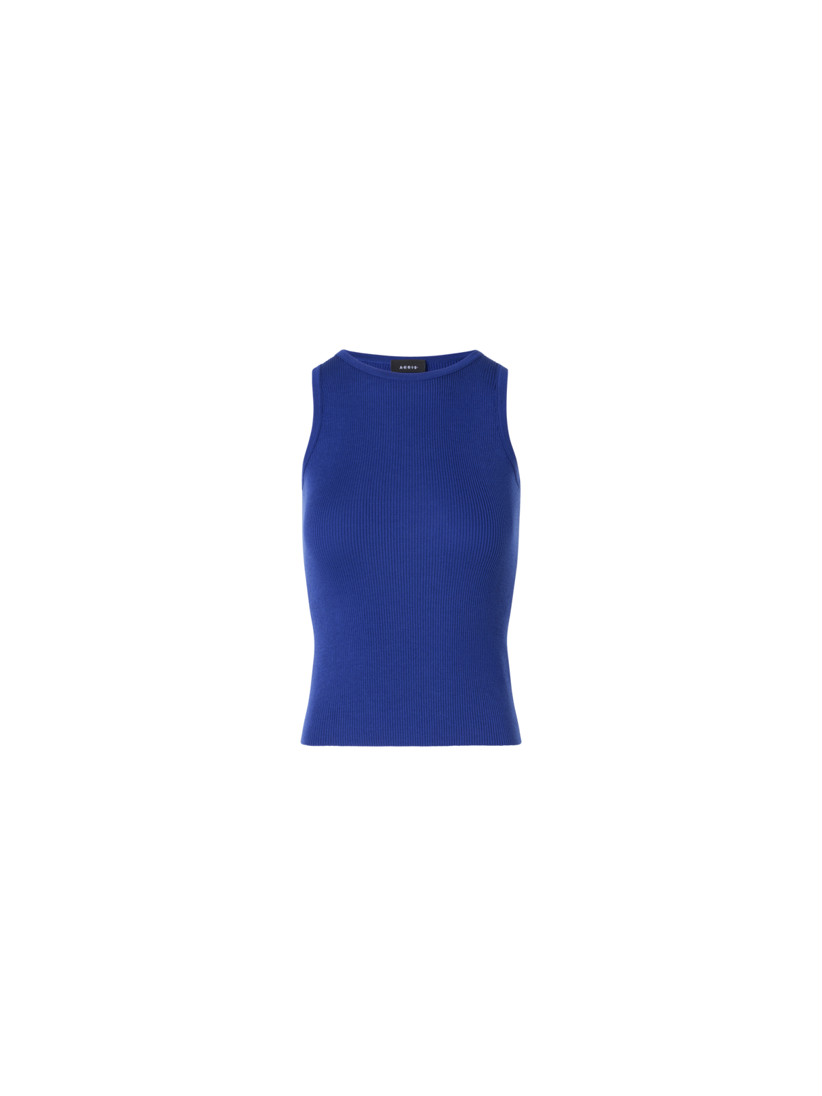 Designer Ärmelloses geripptes Seidenstrick-Top - Blau