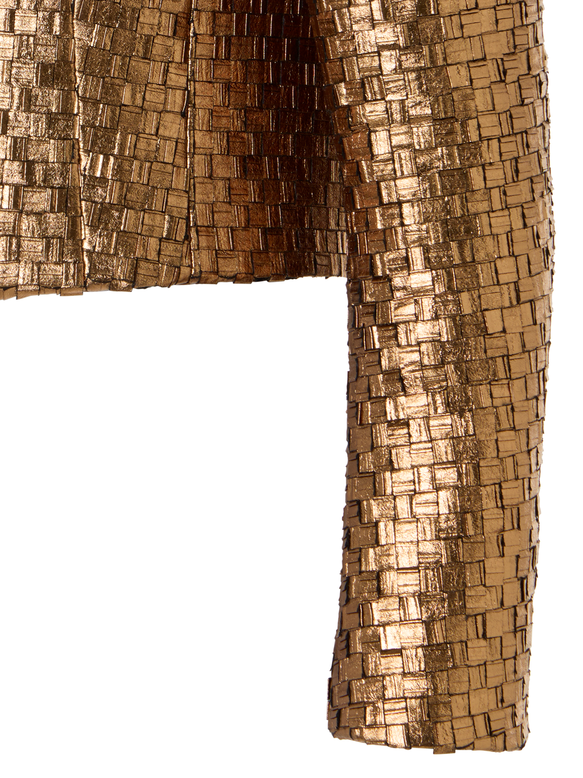 Designer Kurze Metal Braid Jacke mit Satindetails - Gold