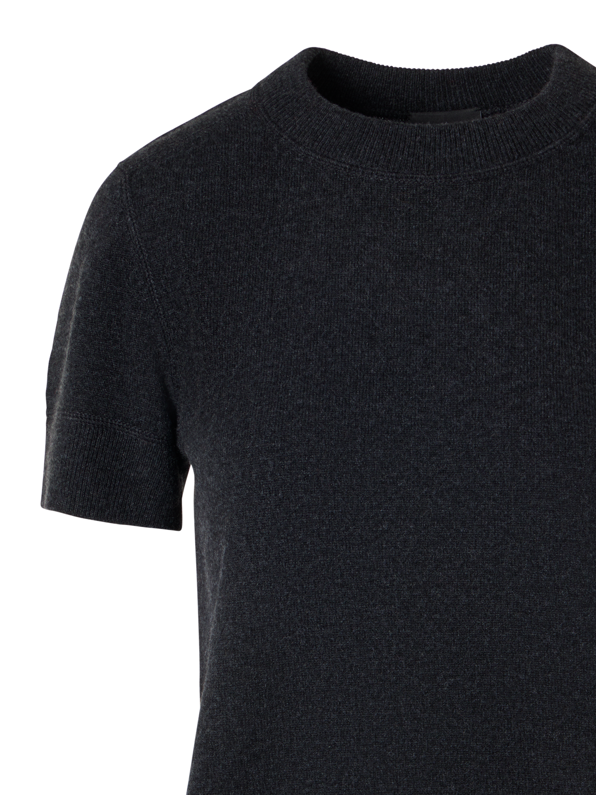 Designer Kurzarm-Pullover aus Kaschmir - Grau