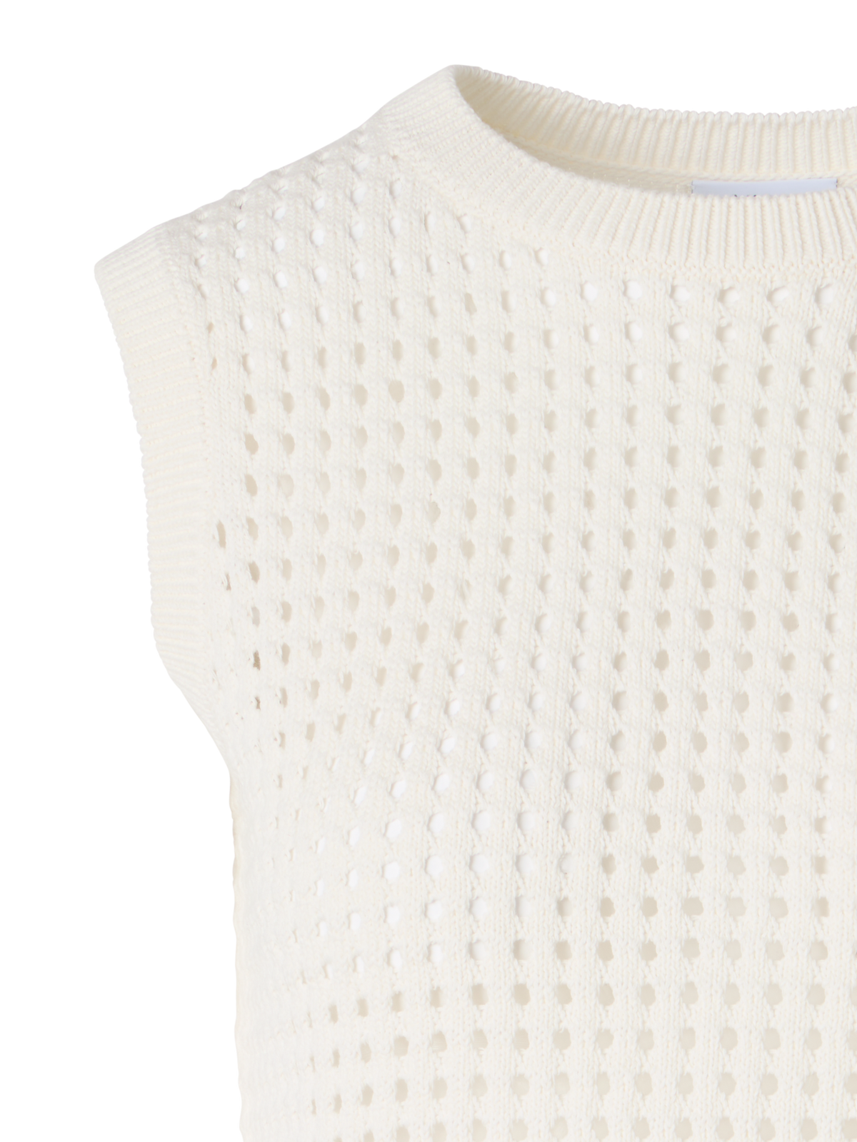 Designer Ärmelloses Stricktop aus grobem Baumwoll-Mesh - Ecru