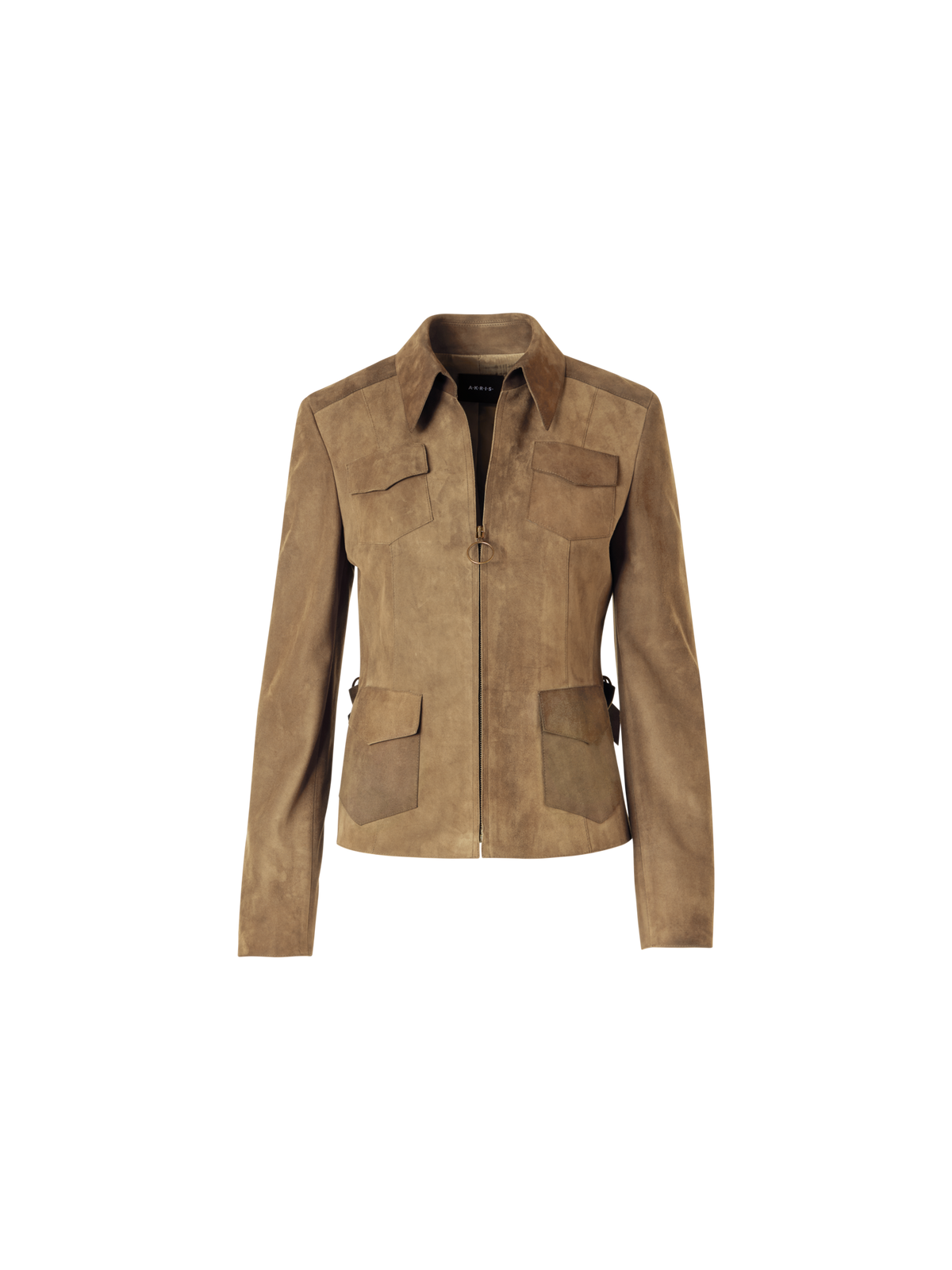 Designer Langärmelige Jacke aus Wildleder - Beige