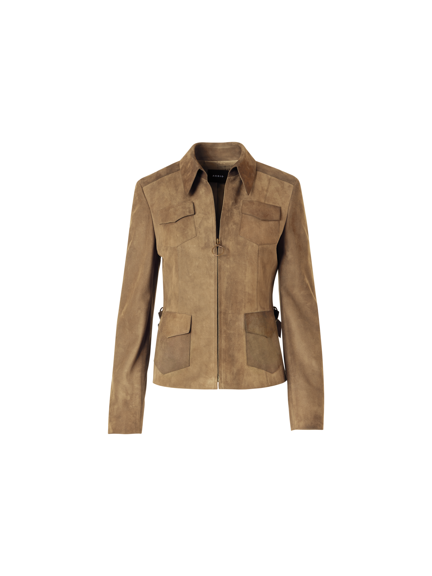 Designer Langärmelige Jacke aus Wildleder - Beige