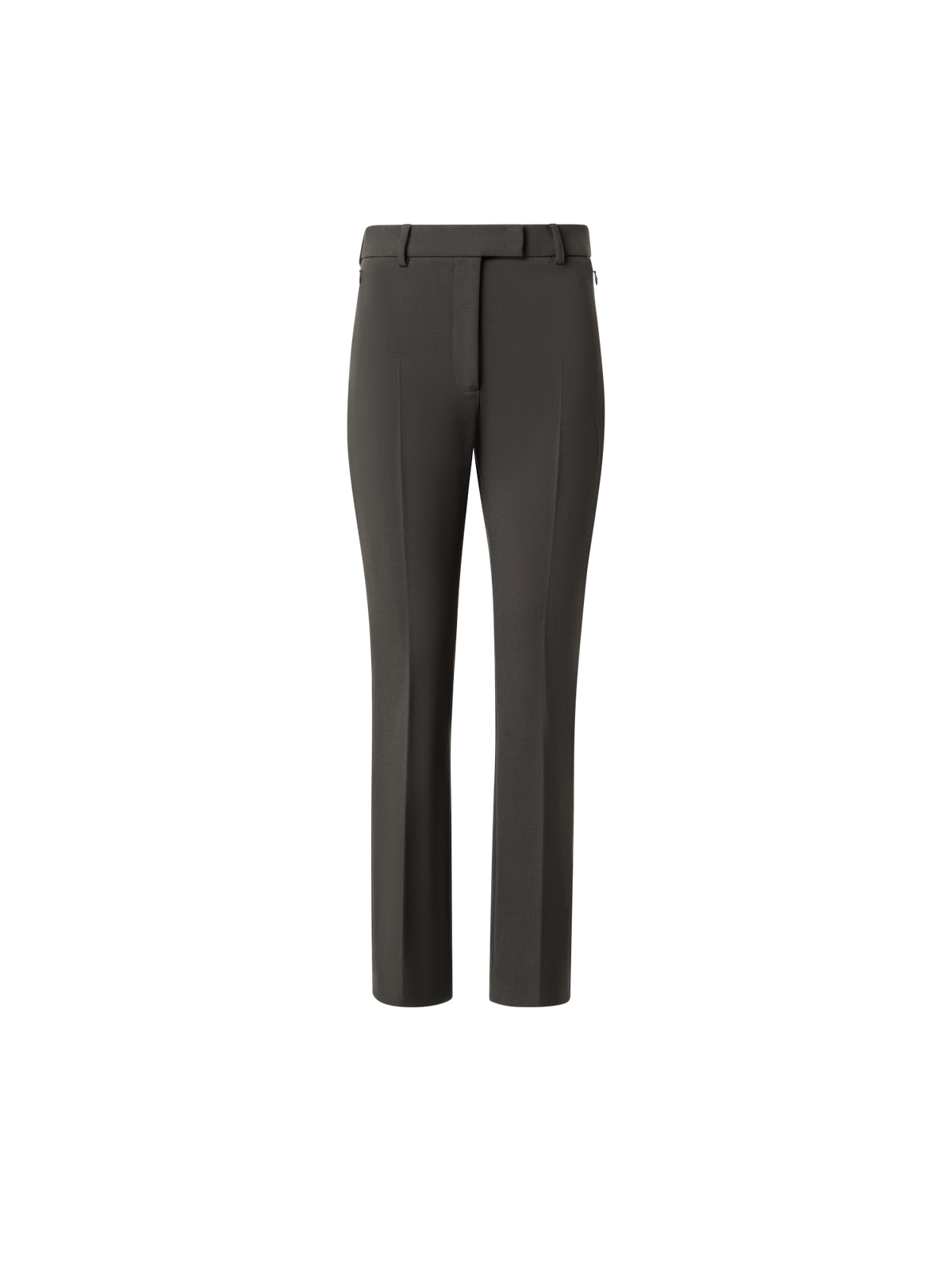 Designer Cropped Gerade Hose aus Lyocell-Woll-Stretch - Grün