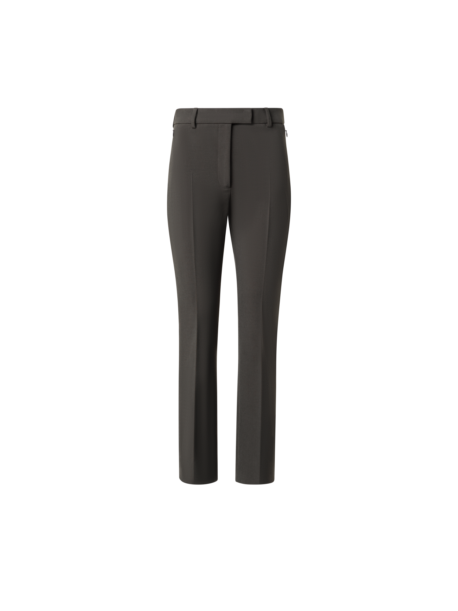 Designer Cropped Gerade Hose aus Lyocell-Woll-Stretch - Grün