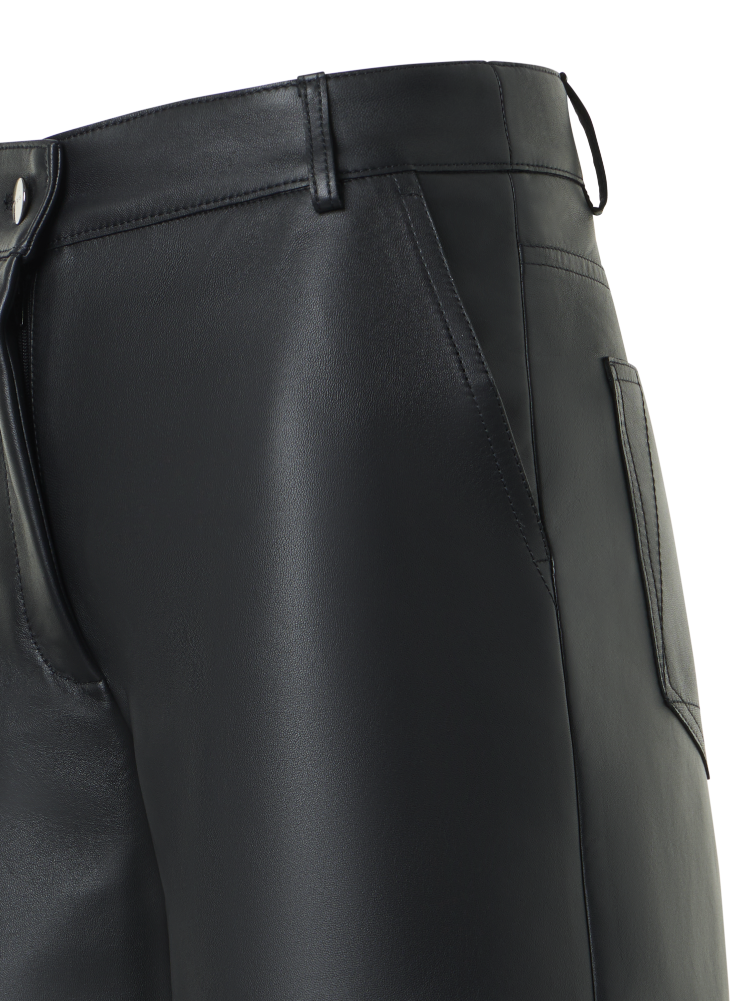 Designer WBermudashorts mit weitem Bein aus Nappalederide Leg Bermuda in Leather - Schwarz