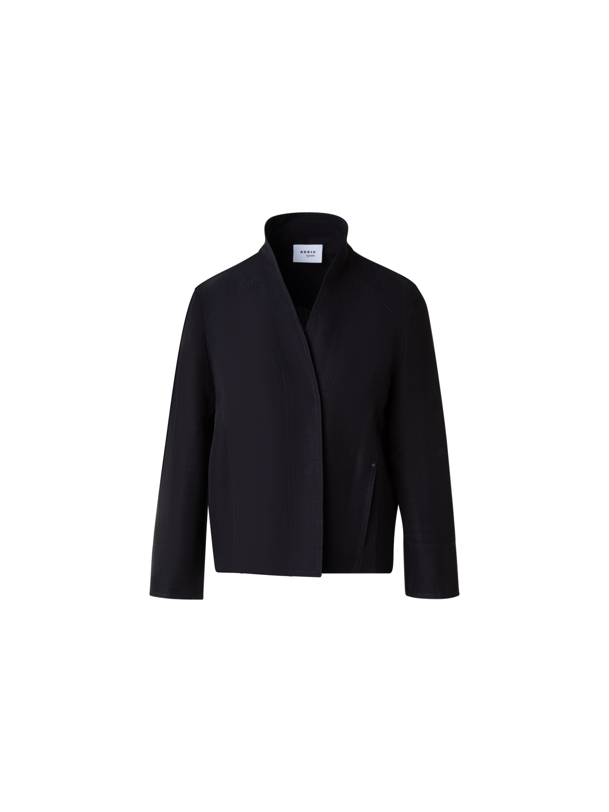 Designer Jacke mit Schalkragen aus Leinenmischung - Schwarz