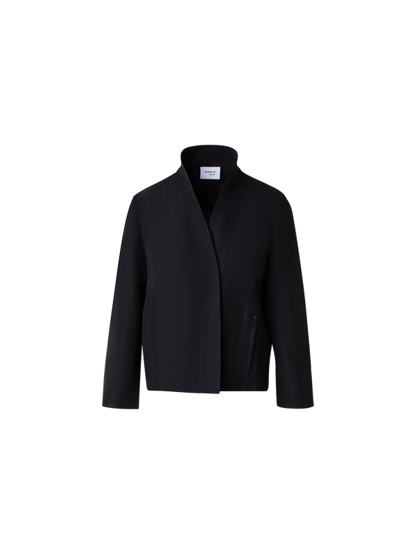 Designer Jacke mit Schalkragen aus Leinenmischung - Schwarz