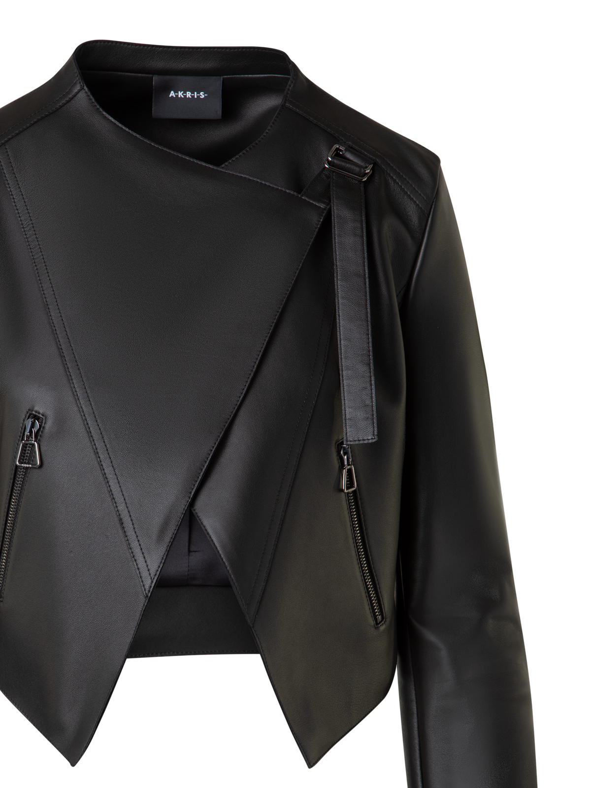 Designer Asymmetrische Leder-Bikerjacke - Schwarz