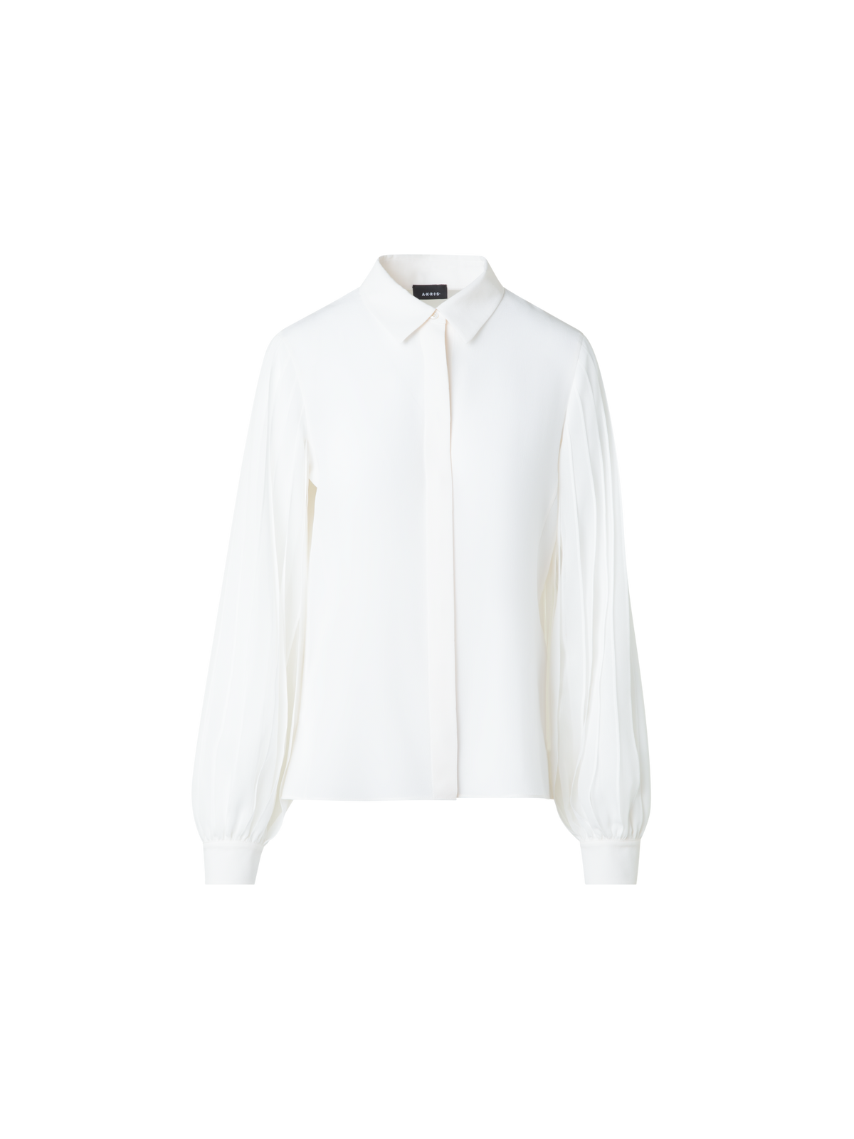 Designer Seidenbluse mit Schleifenärmeln - Ecru - Weiss