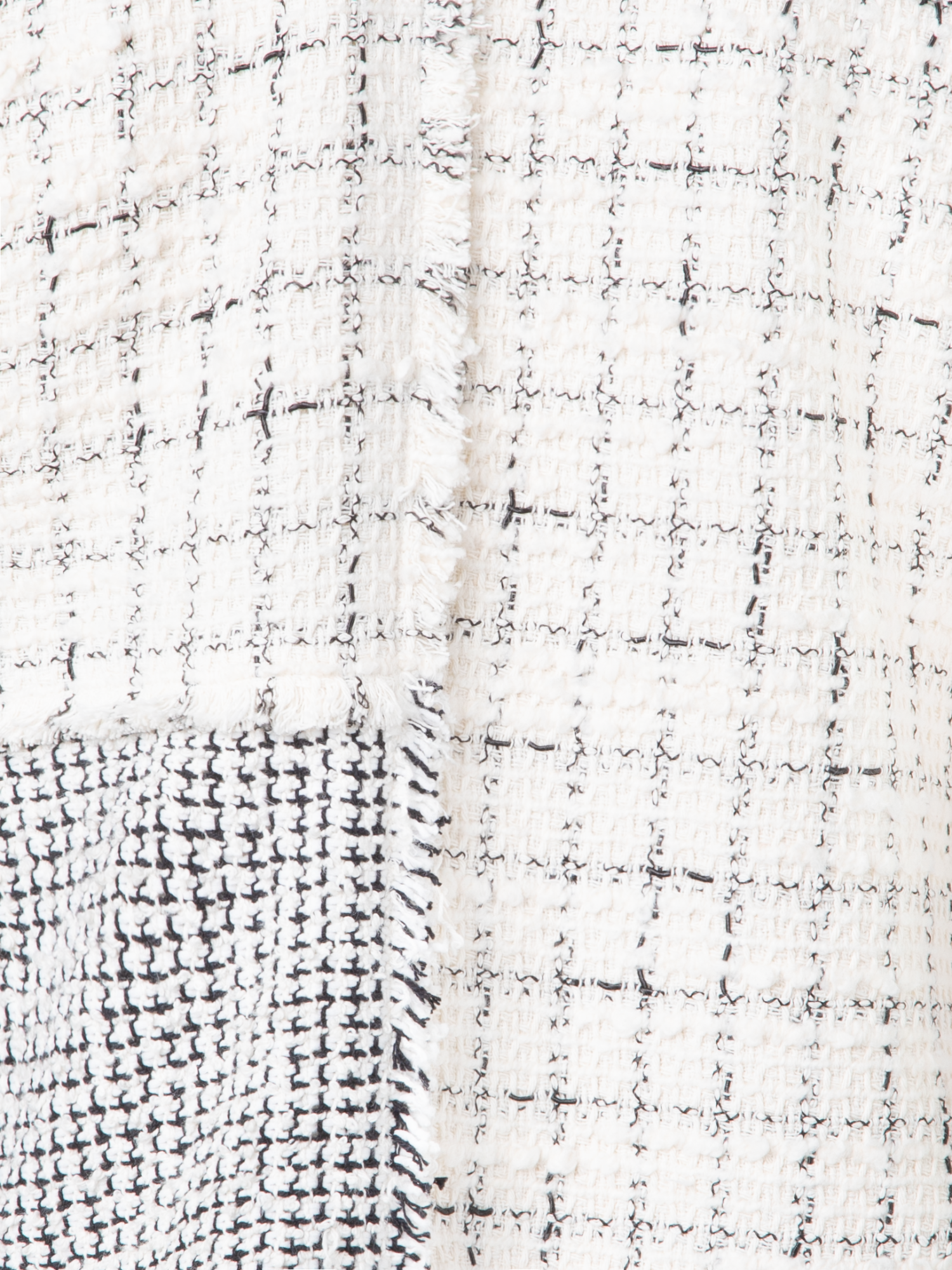 Designer Kurze Patchwork-Tweed-Jacke - Schwarz - Bunt - Ecru - Weiss