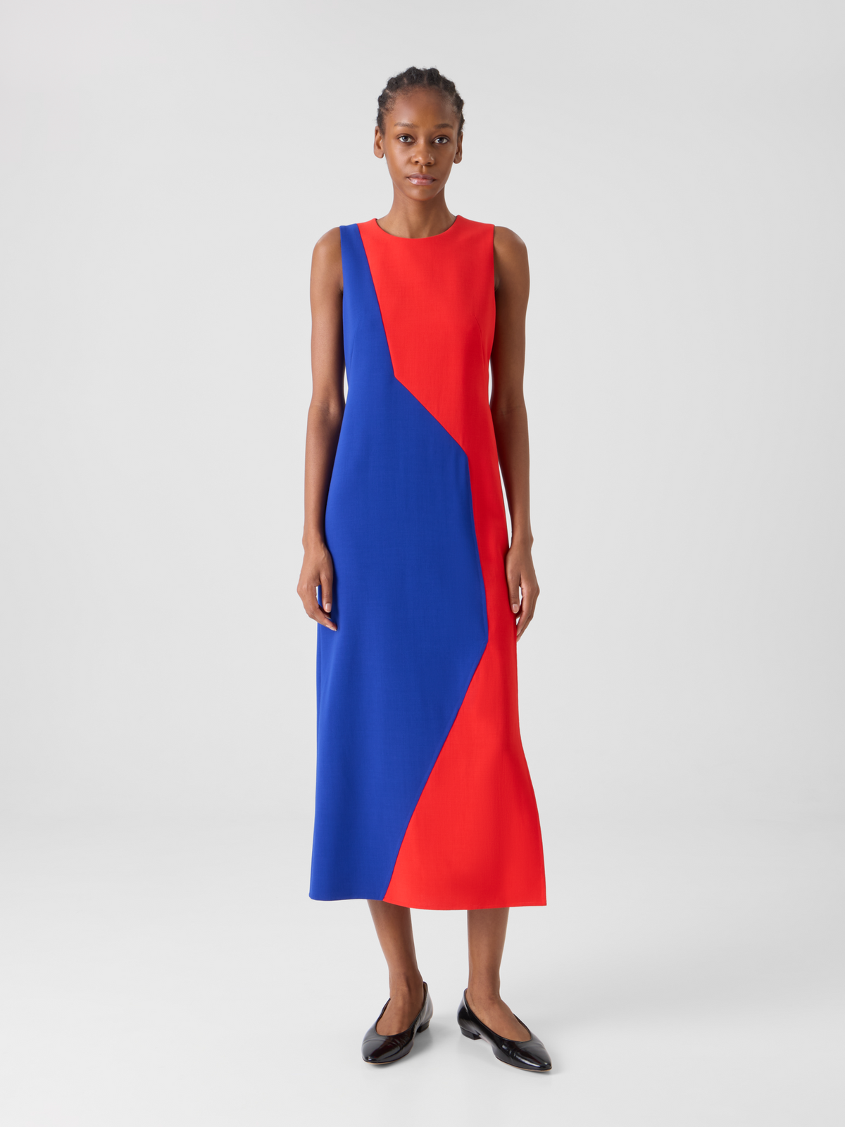 Designer Midi-Etuikleid mit Polygon-Patchwork - Bunt #editorial