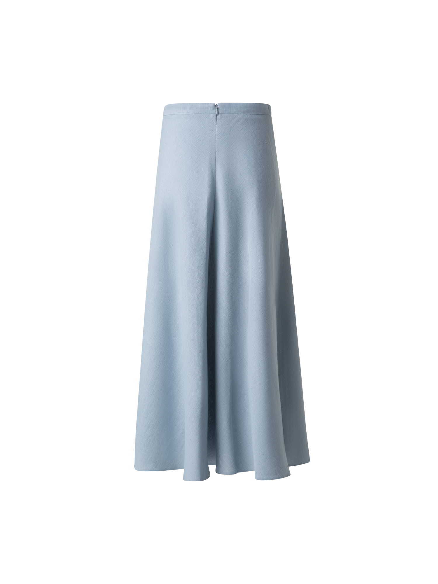 Designer Midirock aus Leinen mit 3D Carnation Detail - Blau