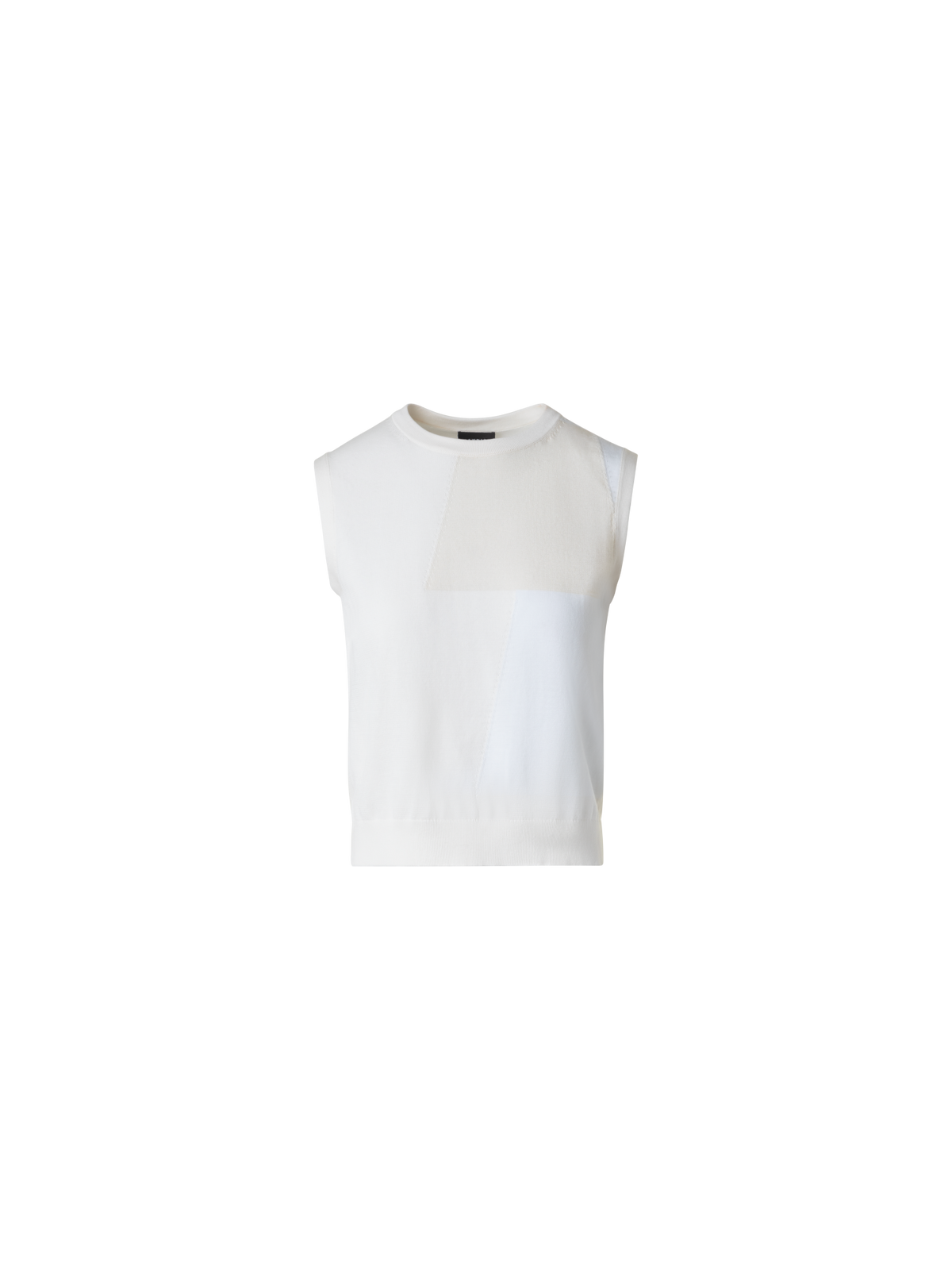 Designer Baumwoll-Strick-Top mit Trapez-Jacquard - Ecru - Weiss