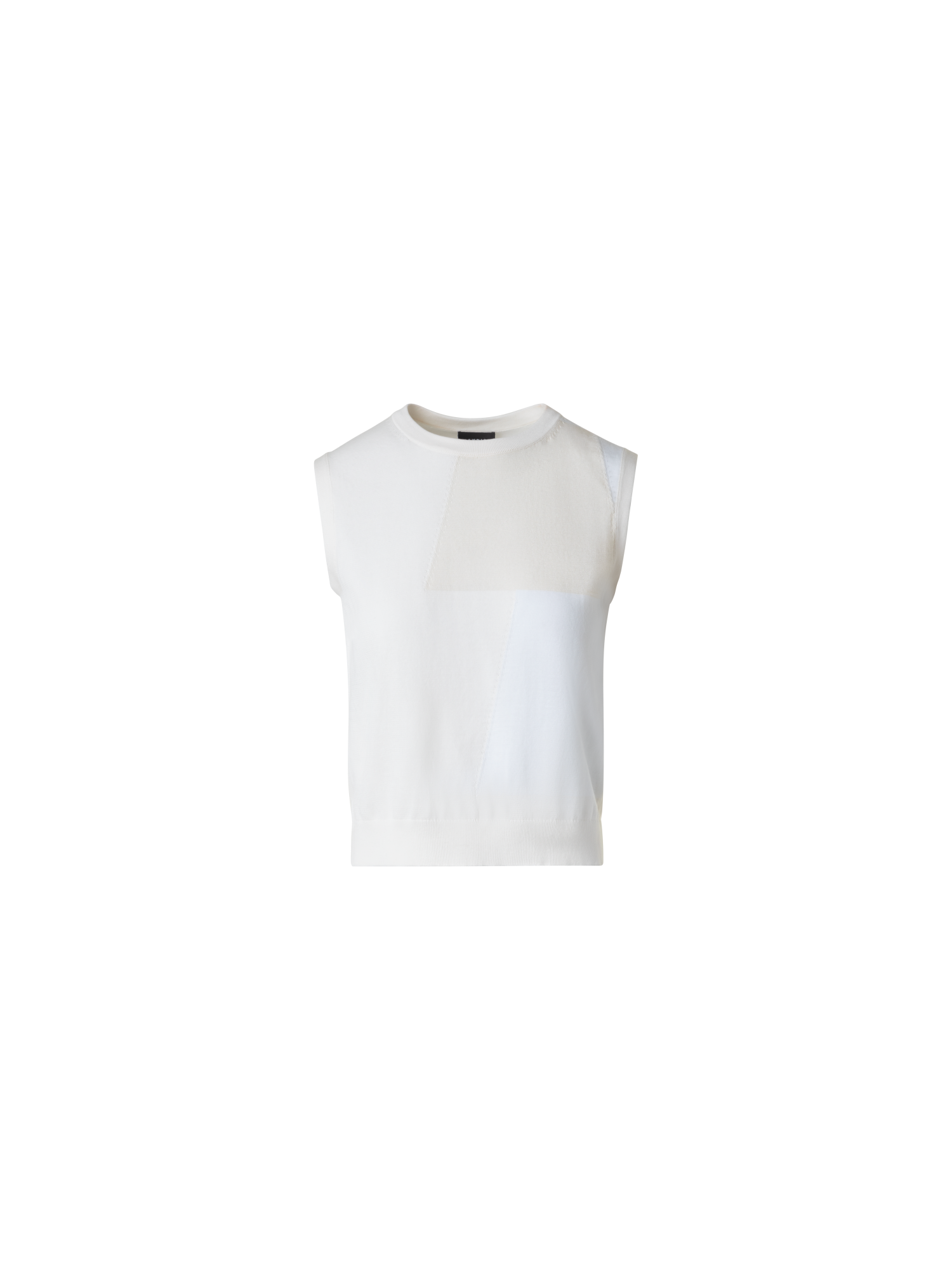 Designer Baumwoll-Strick-Top mit Trapez-Jacquard - Ecru - Weiss