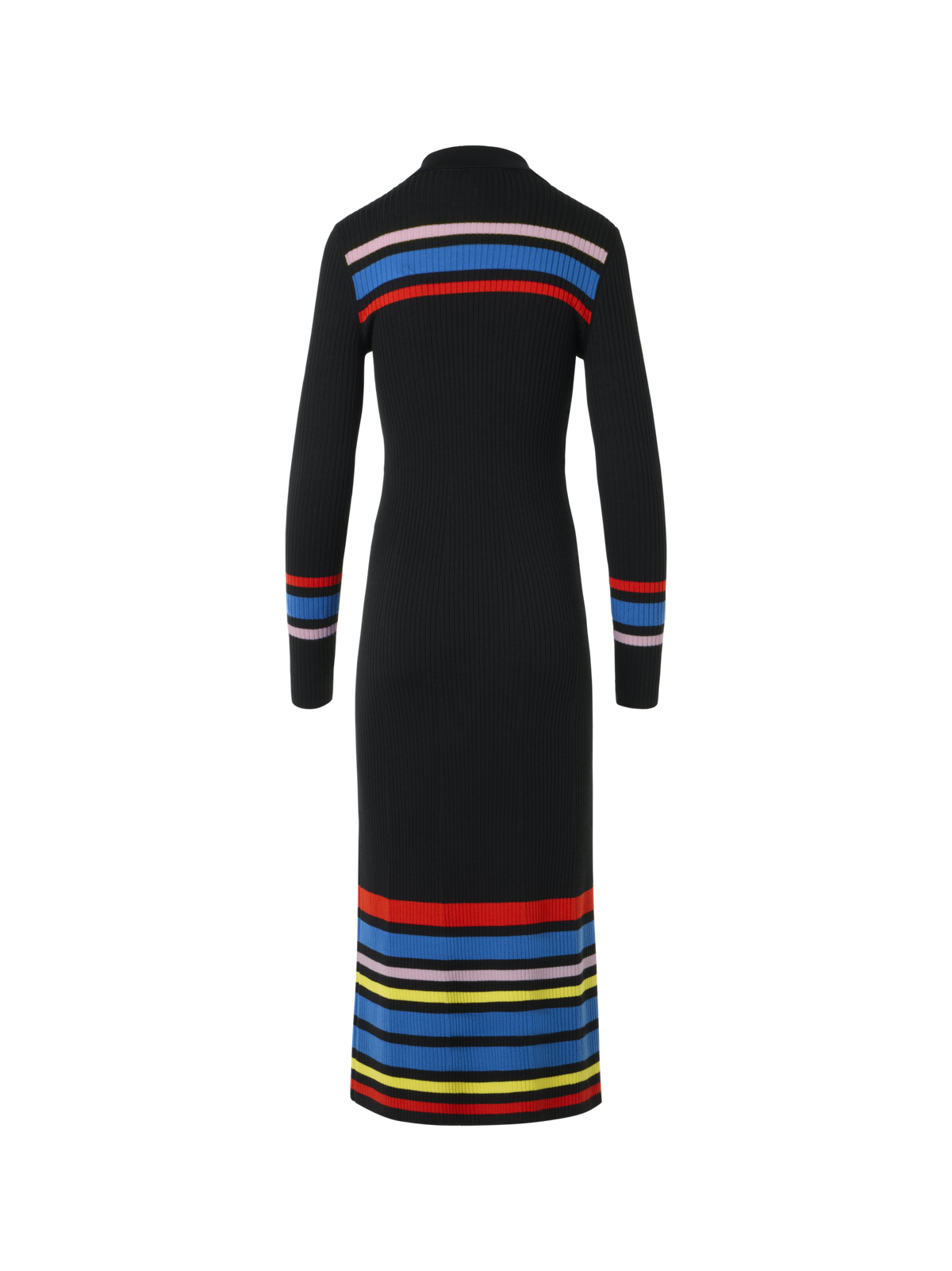 Designer Polokleid aus Rippen Strick im Colour-Block Design