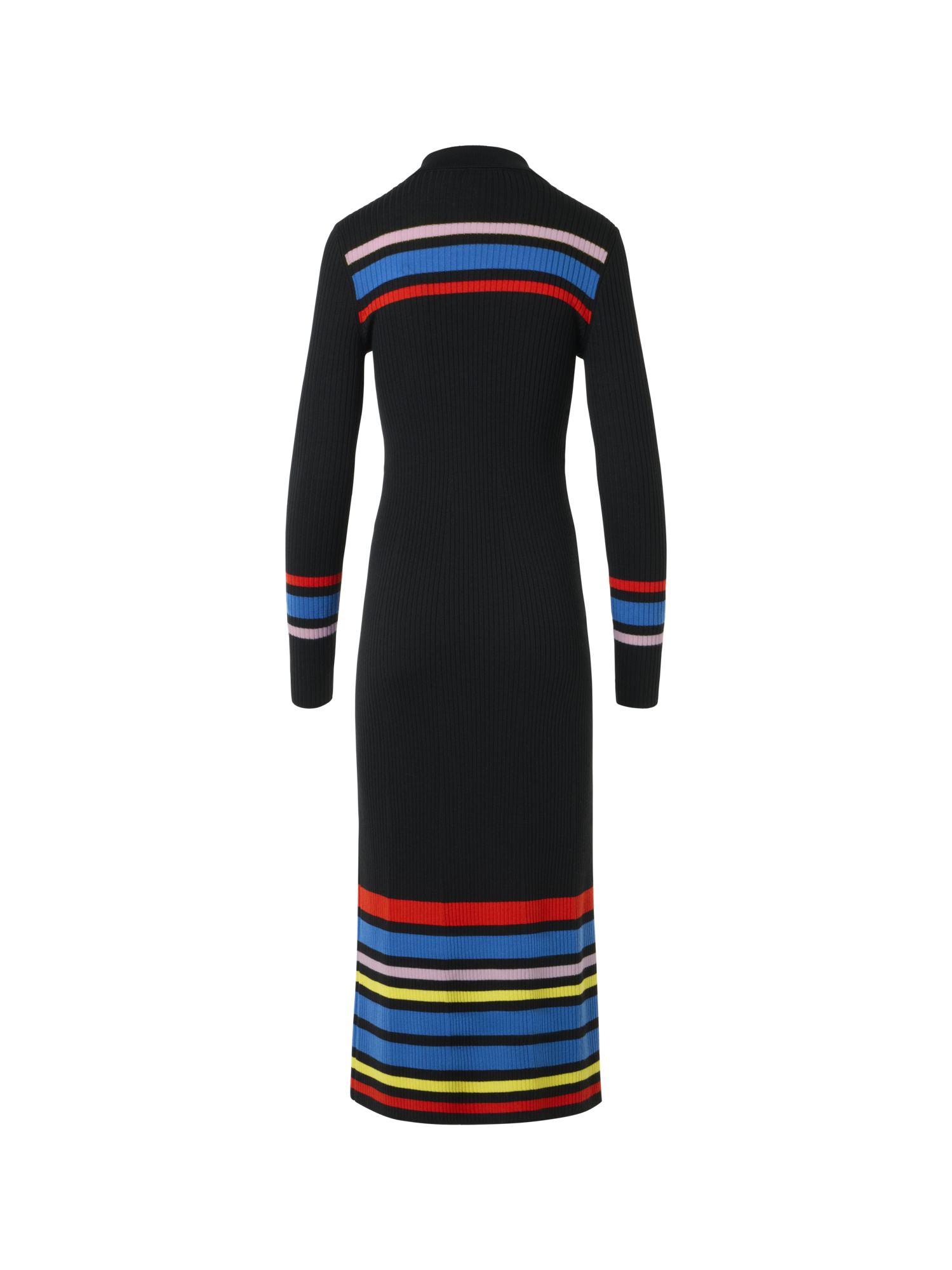 Designer Polokleid aus Rippen Strick im Colour-Block Design