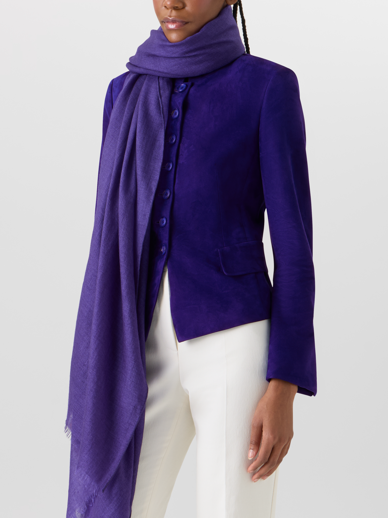 Designer Schal aus Kaschmir-Seide - Violett 